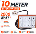 Extocord Heavy Duty Extension Board 4 Socket 4 Switch 2000W 3 Core Cable 10 Meter 7 Socket Extension Boards (Brown, 10 m)