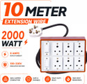 Extocord Heavy Duty Extension Board 6 Socket 2 Switch 2000W 3 Core Cable 10 Meter 6 Socket Extension Boards (Brown, 10 m)
