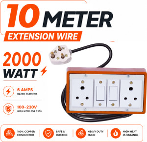 extocord heavy duty extension board two socket two switch 2000w 10 meter 3 core cable 2 socket extension boards brown 10 m