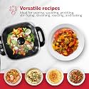 Extra Deep Electric Skillet with Glass Lid, Square Design with Non-Stick Surface & Cool-Touch Handles, Large Non-stick Frying Pan & Multi-Cooker, Adjustable Temperature Control, Red