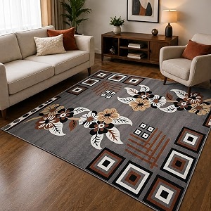 extra large area rug 8x11 feet grey color floral living room carpet  anti-slip bedroom rug