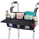 Extra Large Bariatric Walker Basket for 21"-26" Width Folding Walker/Rollator, Extra Wide Walker Storage Baskets with Cup Holder, Lid & Multiple Pocket, Easy to Use Walker Tote Bag for Seniors, Black.