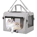 Extra Large Cat Carrier Soft Sided with Wheels Folding Small Medium Dog Pet Carrier 24"x16.5"x16" Travel Collapsible Ventilated Comfortable Design Portable Vehicle