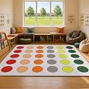 Extra Large Classroom Rug, 10'6" x 13'1" Durable Boho Classroom Carpet, Non-Slip Preschool Rug with 30 Seating Circles for Reading Area, Calming Corners, Circle Time and Kids Room