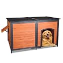 Extra Large Outdoor Wooden Dog House, Weatherproof, Chew-Proof Metal Frame