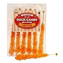 Extra Large Rock Candy Sticks: 6 Orange Rock Candy Sticks - Individually Wrapped - Espeez Rock Candy Sticks for Candy Buffet, Birthdays, Weddings, Receptions, Bridal and Baby Showers