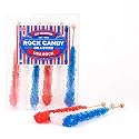 Extra Large Rock Candy Sticks: 6 USA Lollipops - Red - White - Blue Rock Candy Sticks - Individually Wrapped - For Candy Buffet, Birthdays, Weddings, Receptions and Baby Shower, Espeez Bulk Candy
