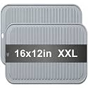 Extra Large Silicone Trivets for Hot Pots and Pans 16x12 Inch, Heat Resistant Hot Pads for Countertops, Hot Dishes, Pot Holders for Kitchen, 2 Pieces, Grey