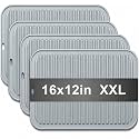 Extra Large Silicone Trivets for Hot Pots and Pans 16x12 Inch, Heat Resistant Hot Pads for Countertops, Hot Dishes, Pot Holders for Kitchen, 4 Pieces, Grey