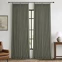 Extra Long Blackout Floor to Ceiling Curtains 120 Inches Long 2 Panels Set for Living Room, Memory Trained Pinch Pleated Dual Layer Linen Greenish Grey Sound Proof Thermal Luxury Curtain 10FT Length