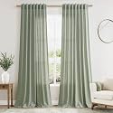 Extra Long Desert Sage Linen Curtains 120