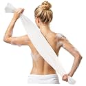 Extra Long Exfoliating Washcloth, Japanese Shower Towel, White (Gentle)