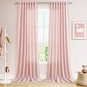 Extra Long Pink Linen Curtains 120 Inch