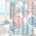 Extra Long Shower Curtain 72x84 Inch, Tall Nautical Coastal Bathroom Decor