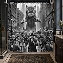 Extra Long Shower Curtain Black Cat Clawfoot Tub, 108 x 72 in