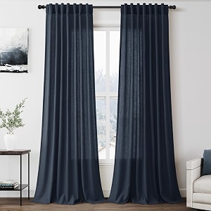 Extra Long Vintage Blue Linen Curtains 120