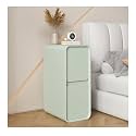 Extra Narrow w/2 Solid Wood Drawers Modern Small Slim Bedside Table Sofa Locker End for Bedroom Living Room Dorm, 25x40x50CM, Green