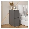 Extra Narrow w/2 Solid Wood Drawers Modern Small Slim Bedside Table Sofa Locker End for Bedroom Living Room Dorm, 20x40x50CM, Dark Grey