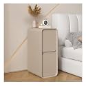 Extra Narrow w/2 Solid Wood Drawers Modern Small Slim Bedside Table Sofa Locker End for Bedroom Living Room Dorm