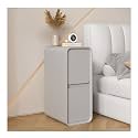 Extra Narrow w/2 Solid Wood Drawers Modern Small Slim Bedside Table Sofa Locker End for Bedroom Living Room Dorm, 20x40x50CM