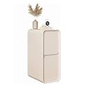 Extra Narrow w/2 Solid Wood Drawers Modern Small Slim Bedside Table Sofa Locker End for Bedroom Living Room Dorm, 20x40x50CM, White