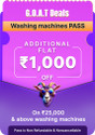 Extra Rs.1000/- Off on Rs.25,000/- & Above Washing Machines from 11th July 2025 till (07/17/25)