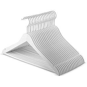 extra strong white wooden suit hangers luxury wood coat hangers glossy finish with extra thick hooksampanti-slip bar 20