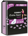 Extra Sure Sanitary Pad NEW Jumbo XXXL Size Sanitary Pad (Pack of 40+10 Pantyliner) (Free PS) Sanitary Pad (Pack of 50)