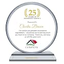 Extra-thick 6” Personalized Appreciation Gift Plaque for Happy Retirement Boss, Employee, Pastor, Pure K9 Crystal Clear Glass Circle Award with custom Name and Company LOGO (S - 6")