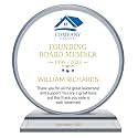 Extra-thick 6” Personalized Appreciation Gift Plaque for Happy Retirement Boss, Employee, Pastor, Pure K9 Crystal Clear Glass Circle Award with custom Name and Company LOGO (S - 6")