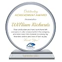 Extra-thick 6” Personalized Appreciation Gift Plaque for Happy Retirement Boss, Employee, Pastor, Pure K9 Crystal Clear Glass Circle Award with custom Name and Company LOGO (S - 6")