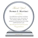 Extra-thick 7” Personalized Appreciation Gift Plaque for Happy Retirement Boss, Employee, Pastor, Pure K9 Crystal Clear Glass Circle Award with custom Name and Company LOGO (M - 7")