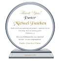 Extra-thick 7” Personalized Appreciation Gift Plaque for Pastor, Retirement Employee in Church, Crystal Clear Pure K9 Glass Circle Award with custom Name, LOGO or photo