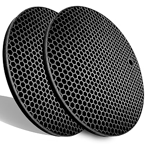 extra thick silicone trivets heat resistant pot holder and oven mittstrivets for hot dishesnonslip insulation honeycomb rubber hot pads for countertopmulti-purpose amp flexible mats2 pack black