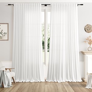 Extra Wide 100x96 Inch Linen Curtains for