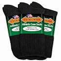 Extra Wide Athletic Crew Socks - 3 Pack, Up to 6E, Non-Binding, Made in USA