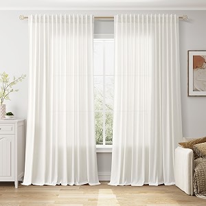 Extra Wide Beige White Curtains 96 Inches