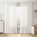 Extra Wide Beige White Curtains 96 Inches