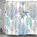 Extra Wide Nautical Coastal Shower Curtain 108 x 72 for Claw Foot Tub