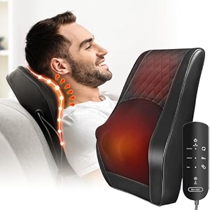 shiatsu back and neck massager pillow with heat  ergonomic lumbar support cushion for pain relief  deep tissue kneading massage for home office or car use  adjustable intensity amp remote control