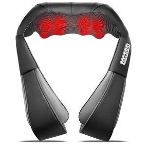 shiatsu neck and shoulder massager with heat  deep tissue kneading electric pillow for neck back and shoulders  pain relief for home office amp car use