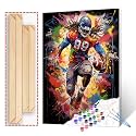 Extreme Sports Paint by Number Sportmen Playing America Football DIY Acrylic Oil Paintings Kit for Adults Beginner Graffitic Canvas Paintwork Craft Home Decor 16x20 Inch Gift（DIY Frame)