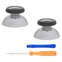 eXtremeRate Clear Black Replacement Thumbsticks for PS5 Controller, Custom Analog Stick Joystick for PS4 Controller Universal