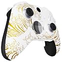 eXtremeRate Front Housing Shell for Xbox One Elite Series 2, Custom Faceplate with Accent Rings for Xbox Elite 2 Core Controller (Model 1797) - The Great Golden Wave Off Kanagawa (White)