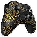 eXtremeRate Front Housing Shell for Xbox One Elite Series 2, Custom Faceplate with Accent Rings for Xbox Elite 2 Core Controller (Model 1797) - The Great Golden Wave Off Kanagawa (Black)