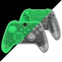 eXtremeRate Full Set Shell Buttons for Xbox Series X &amp; S Controller, Glow in Dark - Green Replacement Side Rails Grips Front Back Plate Cover for Xbox Core Wireless - Controller NOT Included