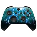 eXtremeRate Green Storm Thunder Replacement Faceplate Cover for Xbox One Elite Controller Series 2 (Model 1797), Soft Touch Front Housing Shell &amp; Accent Rings for Xbox Elite Series 2 Core Controller