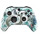 eXtremeRate Jade Dragon-Cloud Dominator Replacement Faceplate for Xbox One Elite Controller Series 2 (Model 1797), Soft Touch Front Housing Shell &amp; Accent Rings for Xbox Elite Series 2 Core Controller
