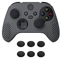 eXtremeRate PlayVital Gray 3D Studded Edition Anti-slip Silicone Cover Skin for Xbox Series X/S Controller, Soft Rubber Case Protector for Xbox Core Wireless Controller with 6 Black Thumb Grip Caps