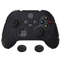 eXtremeRate PlayVital Guardian Edition Black Ergonomic Soft Anti-slip Controller Silicone Case Cover for Xbox Series X/S, Rubber Protector Skins with Joystick Caps for Xbox Core Wireless Controller